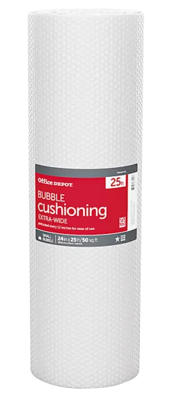 Office Depot® Brand Small Bubble Cushioning, Extra-Wide, 3/16" Thick, Clear, 24" x 25'