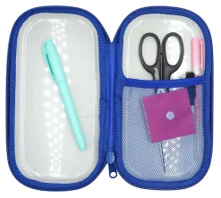 Office DepotĀ® Brand Small Clear Pencil Case With Trim, 8-1/4" x 4-3/8", Blue