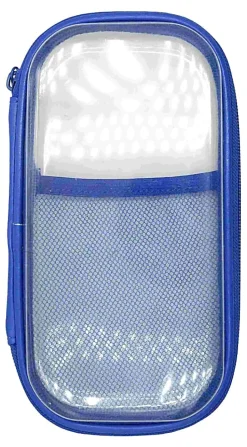 Office Depot® Brand Small Clear Pencil Case With Trim, 8-1/4" x 4-3/8", Blue