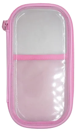 Office Depot® Brand Small Clear Pencil Case With Trim, 8-1/4" x 4-3/8", Light Pink