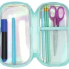 Office Depot® Brand Small Clear Pencil Case With Trim, 8-1/4" x 4-3/8", Iridescent With Blue Trim