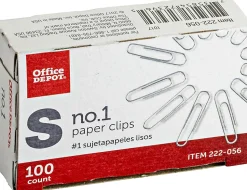 Office DepotĀ® Brand Smooth Paper Clips, Box Of 100, No. 1, Silver