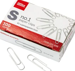 Office Depot® Brand Smooth Paper Clips, Box Of 100, No. 1, Silver