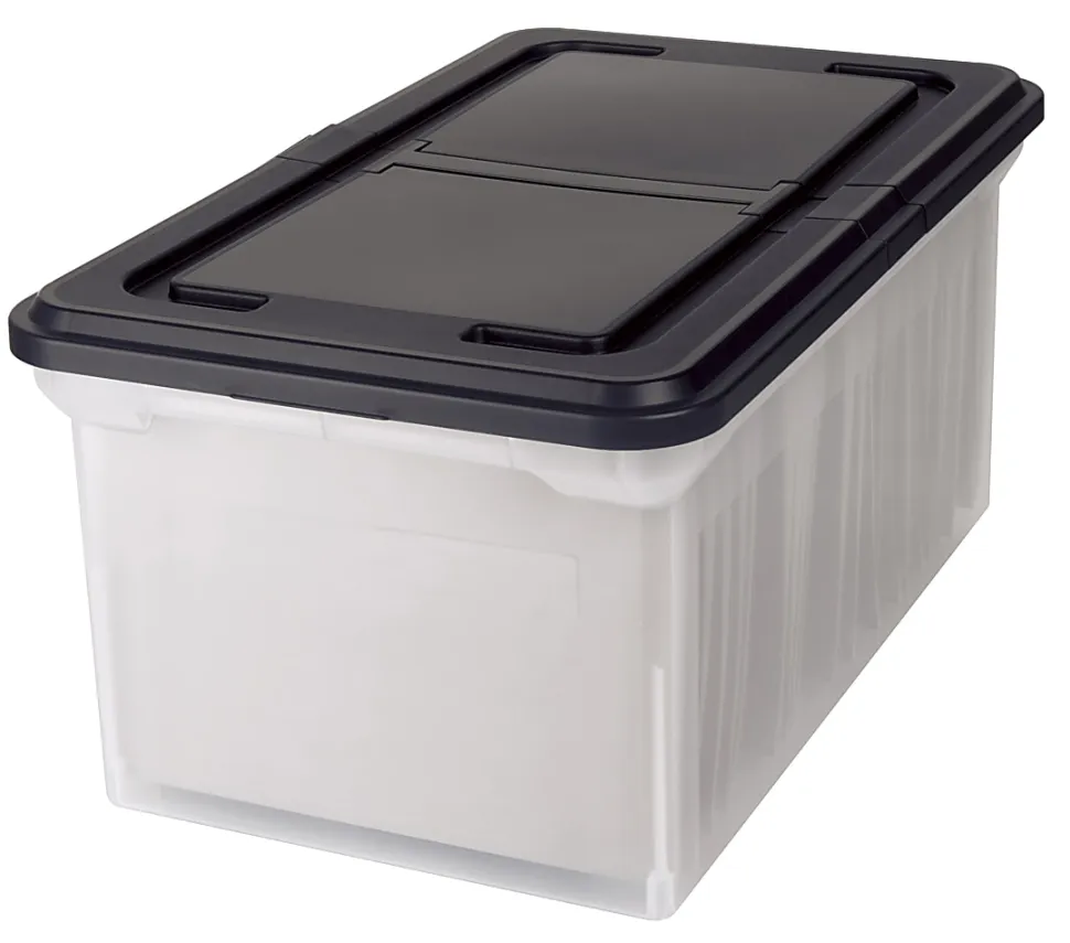 Office Depot® Brand Stackable File Tote Box, Letter Size, 10-7/10"H x 22-4/5"D x 13-7/10"W, Clear/Black