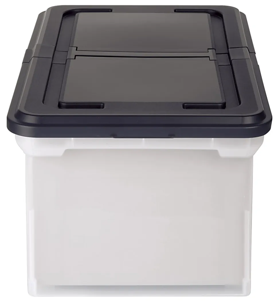 Office Depot® Brand Stackable File Tote Box, Letter Size, 10-7/10"H x 22-4/5"D x 13-7/10"W, Clear/Black