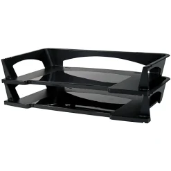 Office Depot® Brand Stacking Desk Trays, 2 3/4"H x 18"W x 8"D, Black, Pack Of 2