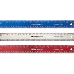 Office Depot® Brand Stainless Steel Ruler, 12", Assorted Colors (No Color Choice)
