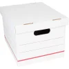 Office Depot® Brand Standard-Duty Corrugated Storage Boxes, Letter/Legal Size, 15" x 12" x 10", 60% Recycled, White/Red, Pack Of 12