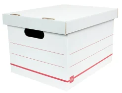 Office Depot® Brand Standard-Duty Corrugated Storage Boxes, Letter/Legal Size, 15" x 12" x 10",  60% Recycled, White/Red, Pack Of 15