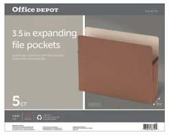 Office Depot® Brand Standard File Pocket, 3-1/2" Expansion, Letter Size, Brown