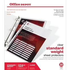 Office Depot® Brand Standard Weight Sheet Protectors, 8-1/2" x 11", Clear, Pack Of 200