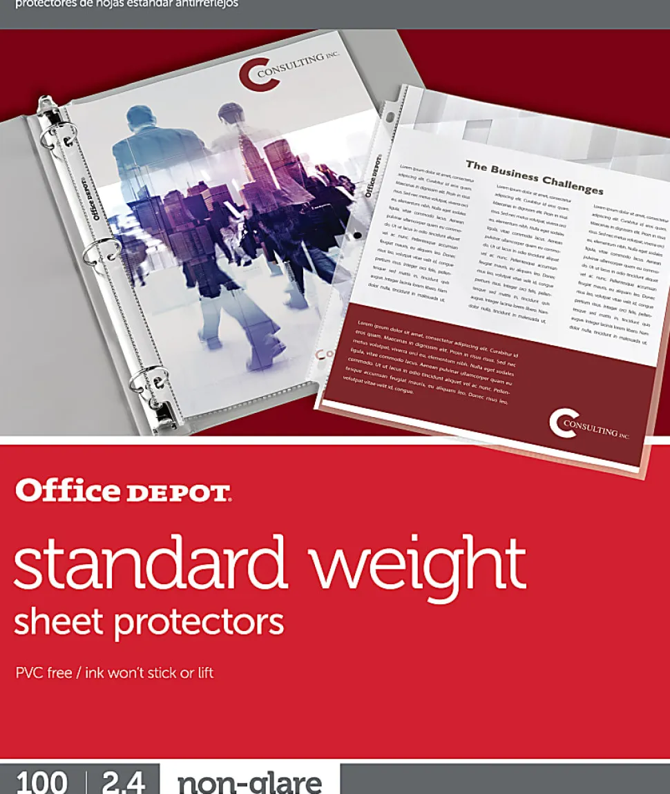 Office Depot® Brand Standard Weight Sheet Protectors, 8-1/2" x 11", Non-Glare, Box Of 100