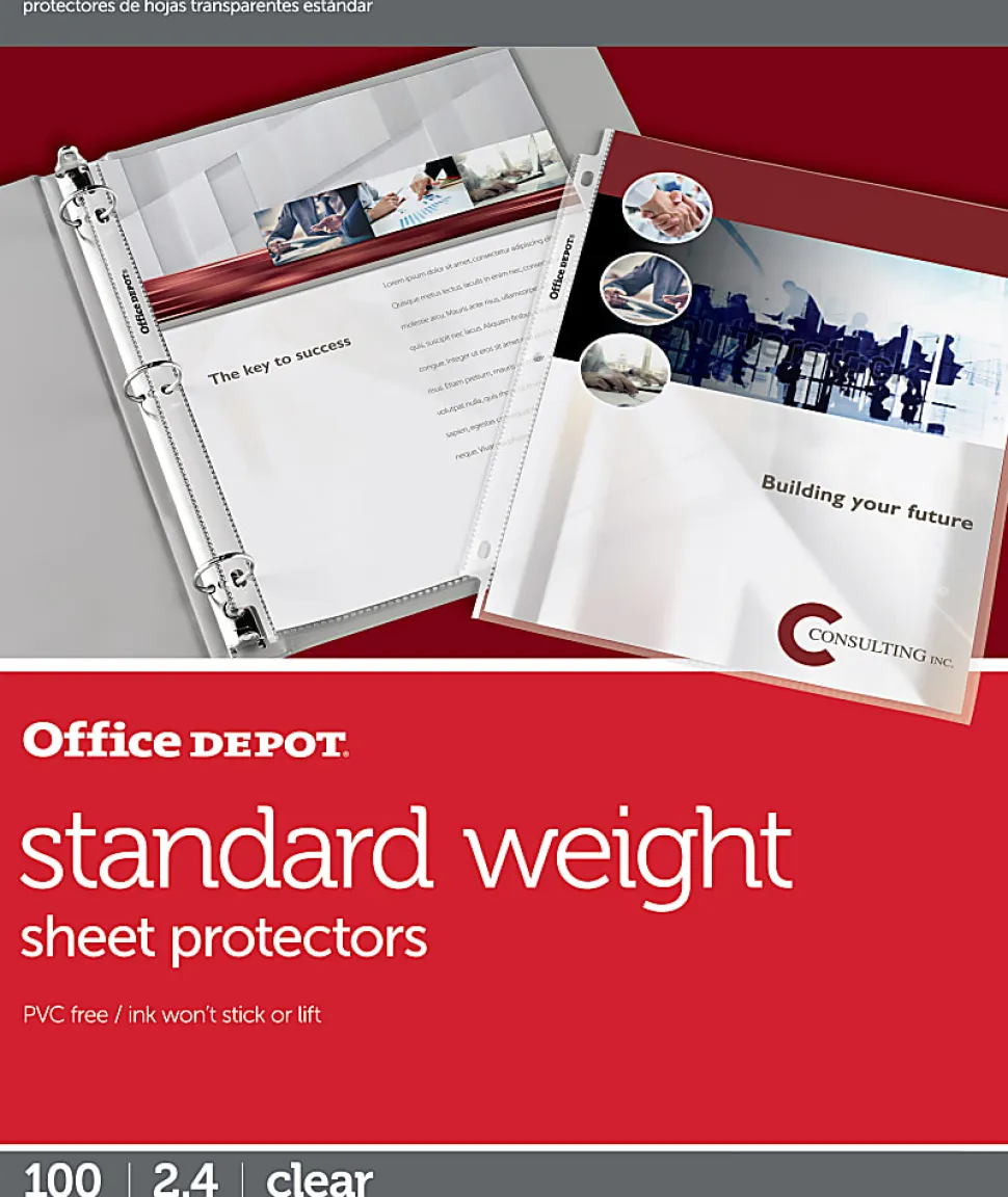 Office Depot® Brand Standard Weight Sheet Protectors, 8-1/2" x 11", Clear, Box Of 100