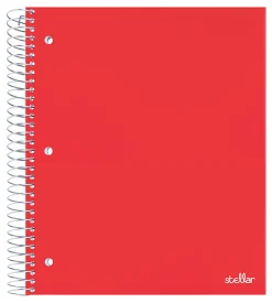Office Depot® Brand Stellar Poly Notebook, 8-1/2" x 10-1/2", 3 Subject, Wide Ruled, 150 Sheets, Red