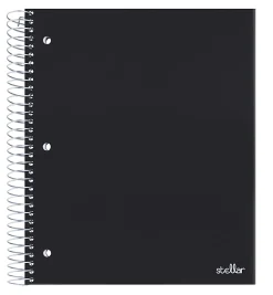 Office Depot® Brand Stellar Poly Notebook, 8-1/2" x 11", 5 Subject, College Ruled, 200 Sheets, Black