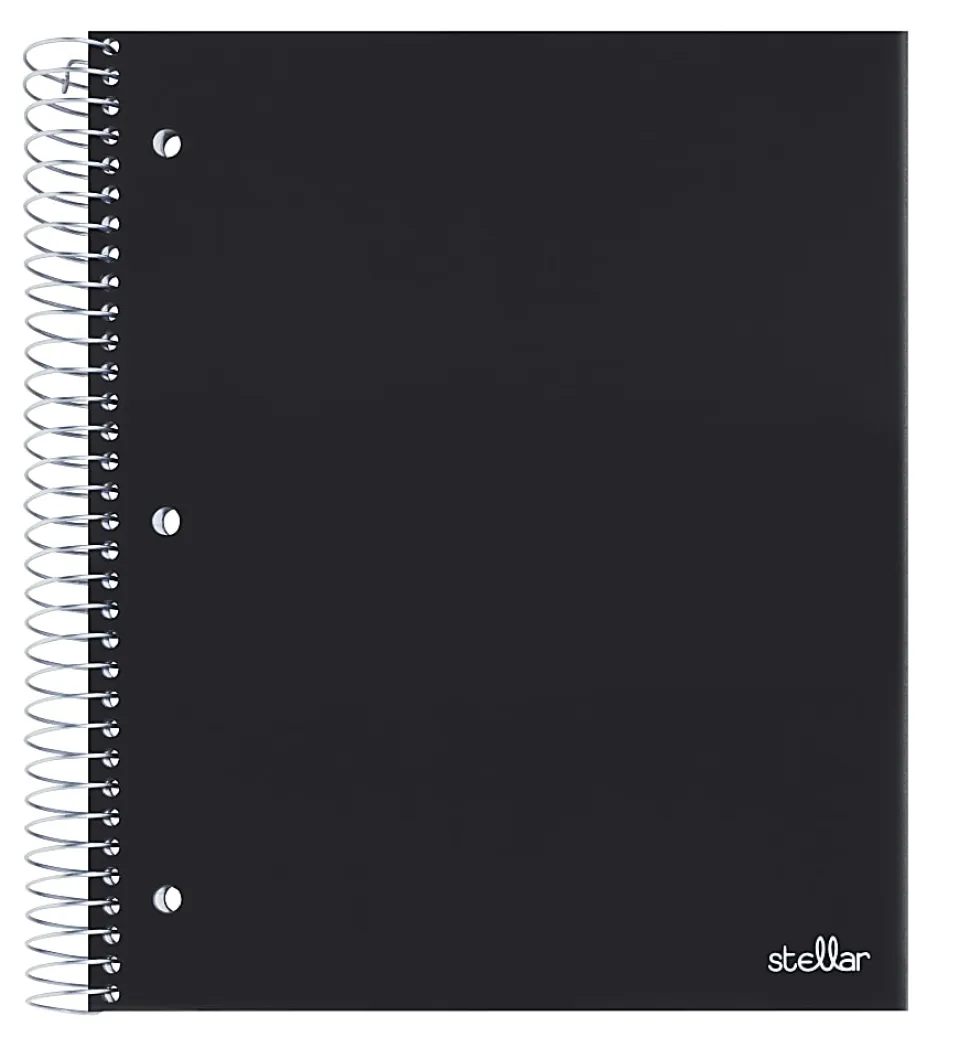 Office Depot® Brand Stellar Poly Notebook, 8-1/2" x 11", 5 Subject, College Ruled, 200 Sheets, Black