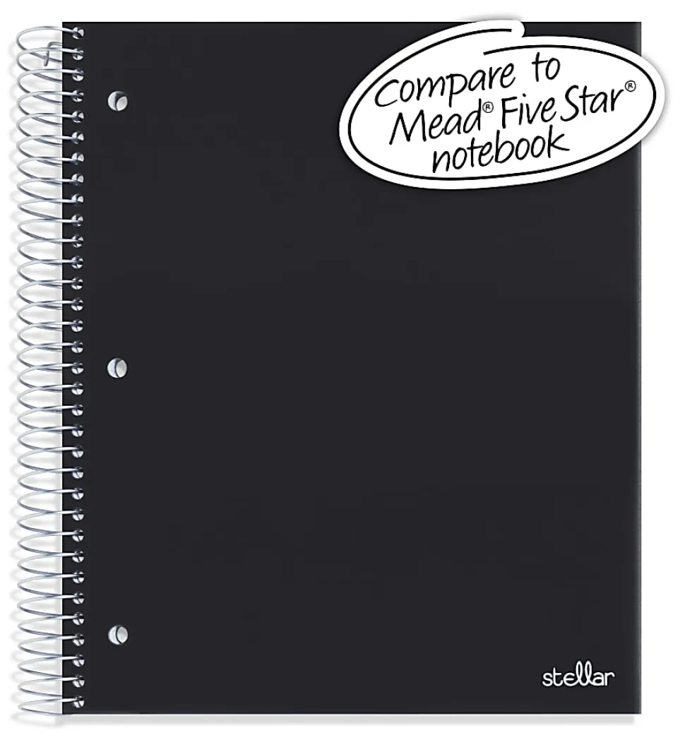 Office Depot® Brand Stellar Poly Notebook, 8-1/2" x 11", 5 Subject, College Ruled, 200 Sheets, Black