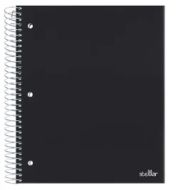 Office Depot® Brand Stellar Poly Notebook, 8-1/2" x 11", 3 Subject, College Ruled, 150 Sheets, Black