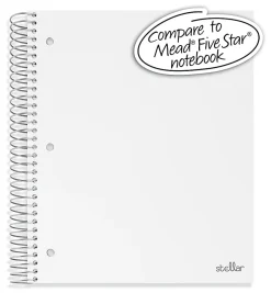 Office DepotĀ® Brand Stellar Poly Notebook, 8-1/2" x 11", 3 Subject, College Ruled, 150 Sheets, White