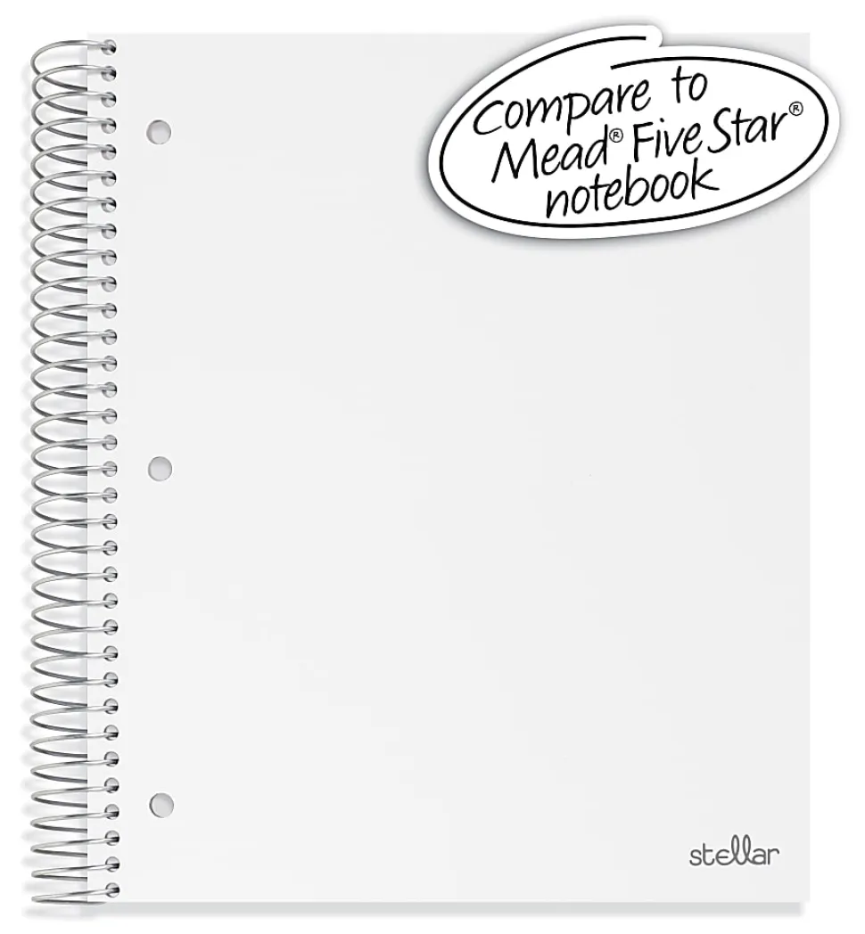 Office Depot® Brand Stellar Poly Notebook, 8-1/2" x 11", 3 Subject, College Ruled, 150 Sheets, White