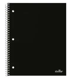 Office DepotĀ® Brand Stellar Poly Notebook, 8" x 10 1/2", 1 Subject, Wide Ruled, 100 Sheets, Black