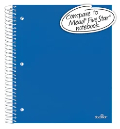 Office DepotĀ® Brand Stellar Poly Notebook, 8-1/2" x 10-1/2", 3 Subject, Wide Ruled, 150 Sheets, Blue