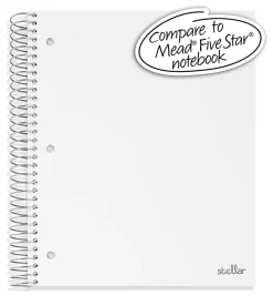 Office Depot® Brand Stellar Poly Notebook, 8" x 10-1/2", 5 Subject, Wide Ruled, 200 Sheets, White