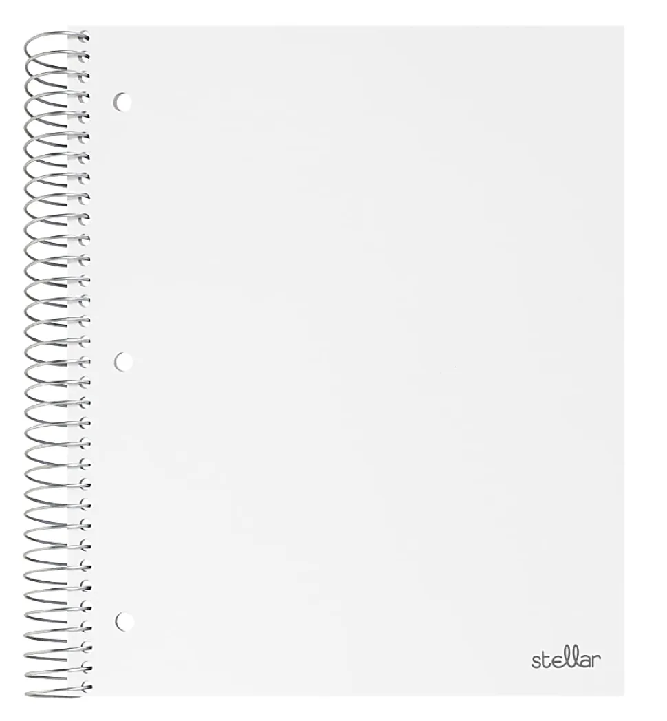 Office Depot® Brand Stellar Poly Notebook, 8-1/2" x 11", 5 Subject, College Ruled, 200 Sheets, White