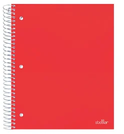 Office DepotĀ® Brand Stellar Poly Notebook, 8-1/2" x 11", 3 Subject, College Ruled, 150 Sheets, Red