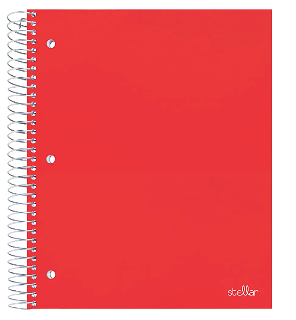 Office Depot® Brand Stellar Poly Notebook, 8-1/2" x 11", 3 Subject, College Ruled, 150 Sheets, Red