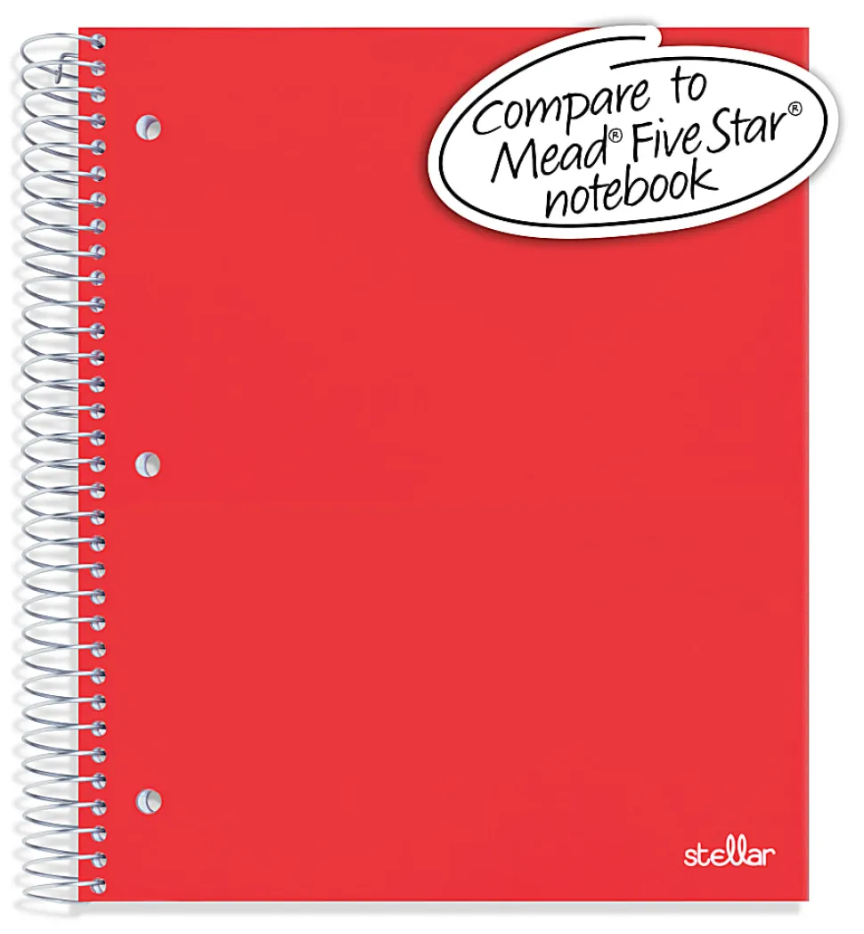 Office Depot® Brand Stellar Poly Notebook, 8-1/2" x 11", 3 Subject, College Ruled, 150 Sheets, Red