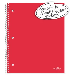 Office Depot® Brand Stellar Poly Notebook, 8" x 10-1/2", 1 Subject, Wide Ruled, 100 Sheets, Red