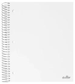 Office Depot® Brand Stellar Poly Notebook, 8" x 10-1/2", 3 Subject, Wide Ruled, 150 Sheets, White