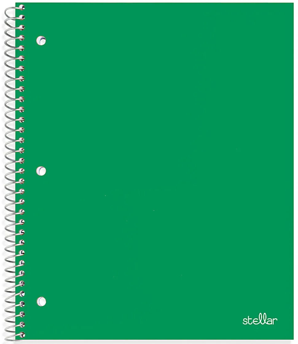Office Depot® Brand Stellar Poly Notebooks, 8" x 10-1/2", 1 Subject, Wide Ruled, 100 Sheets, Assorted Colors, Pack Of 4 Notebooks