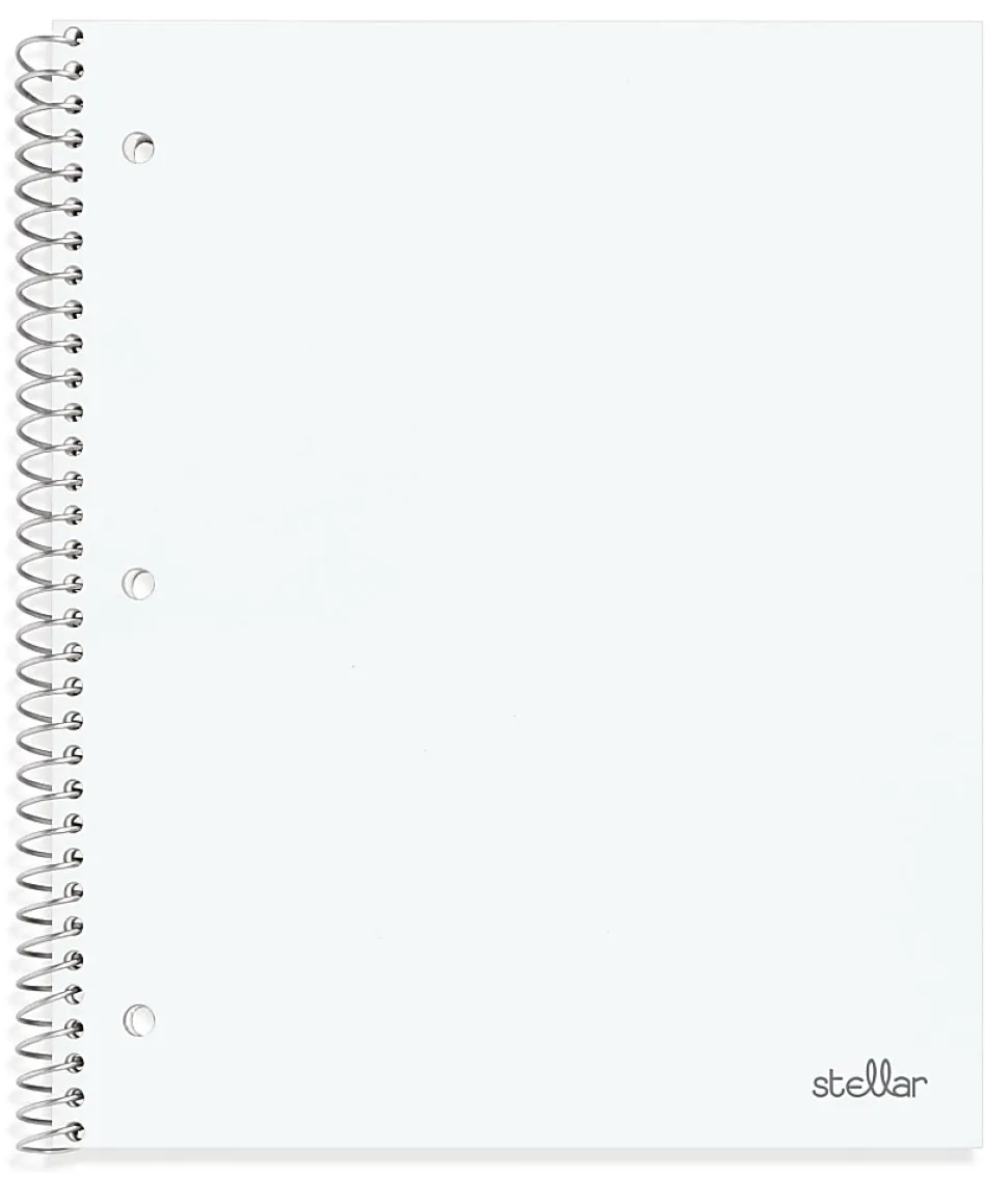 Office Depot® Brand Stellar Poly Notebooks, 8" x 10-1/2", 1 Subject, Wide Ruled, 100 Sheets, Assorted Colors, Pack Of 4 Notebooks