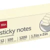 Office Depot® Brand Sticky Notes, 1-1/2" x 2", Yellow, 100 Sheets Per Pad, Pack Of 12 Pads