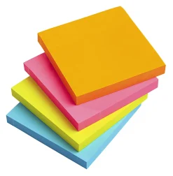 Office DepotĀ® Brand Sticky Notes, With Storage Tray, 3" x 3", Assorted Neon Colors, 100 Sheets Per Pad, Pack Of 24 Pads