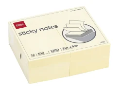 Office DepotĀ® Brand Sticky Notes, 3" x 5", Yellow, 100 Sheets Per Pad, Pack Of 12 Pads