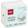 Office Depot® Brand Sticky Notes, 3" x 3", Assorted Pastel Colors, 100 Sheets Per Pad, Pack Of 6 Pads