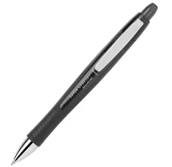 Office Depot® Brand Super Comfort Grip Retractable Ballpoint Pens, Medium Point, 1.0 mm, Black Barrel, Black Ink, Pack Of 12