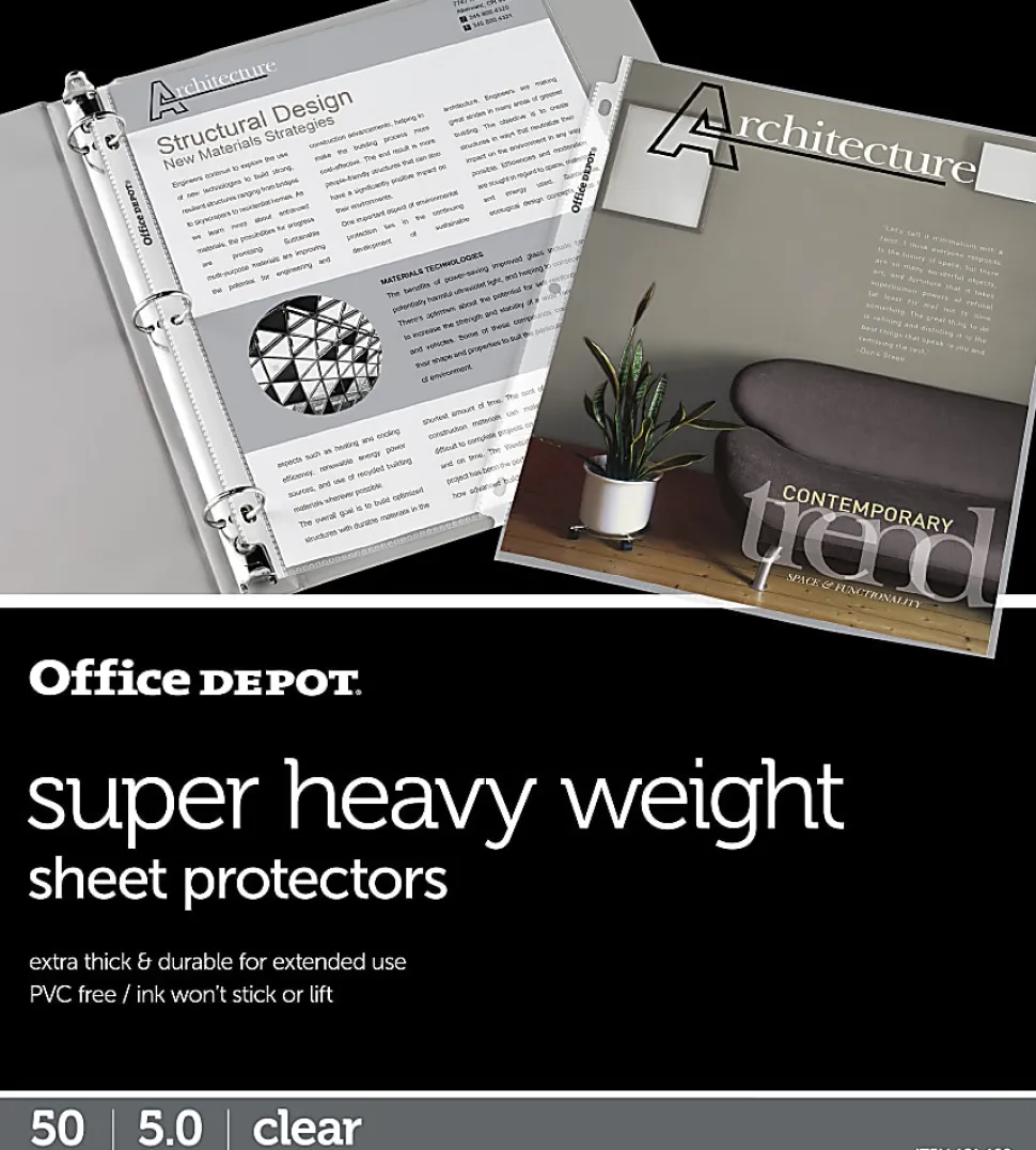 Office Depot® Brand Super Heavyweight Sheet Protectors, 8-1/2" x 11", Clear, Pack Of 50