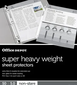 Office Depot® Brand Super Heavyweight Sheet Protectors, 8-1/2" x 11", Non-Glare, Pack Of 50