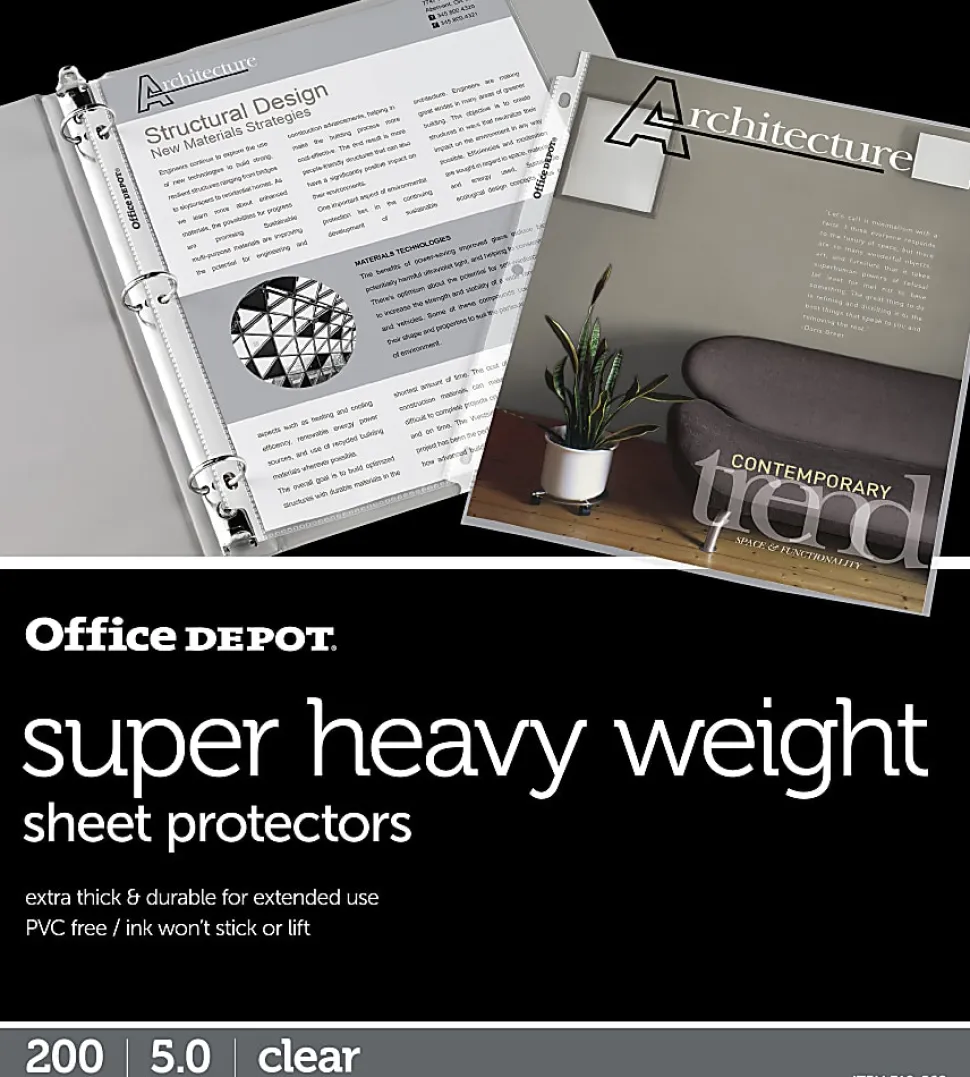 Office Depot® Brand Super Heavyweight Sheet Protectors, 8-1/2" x 11", Clear, Box Of 200