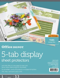 Office Depot® Brand Tabbed Sheet Protectors, 5-Tab, Assorted Colors