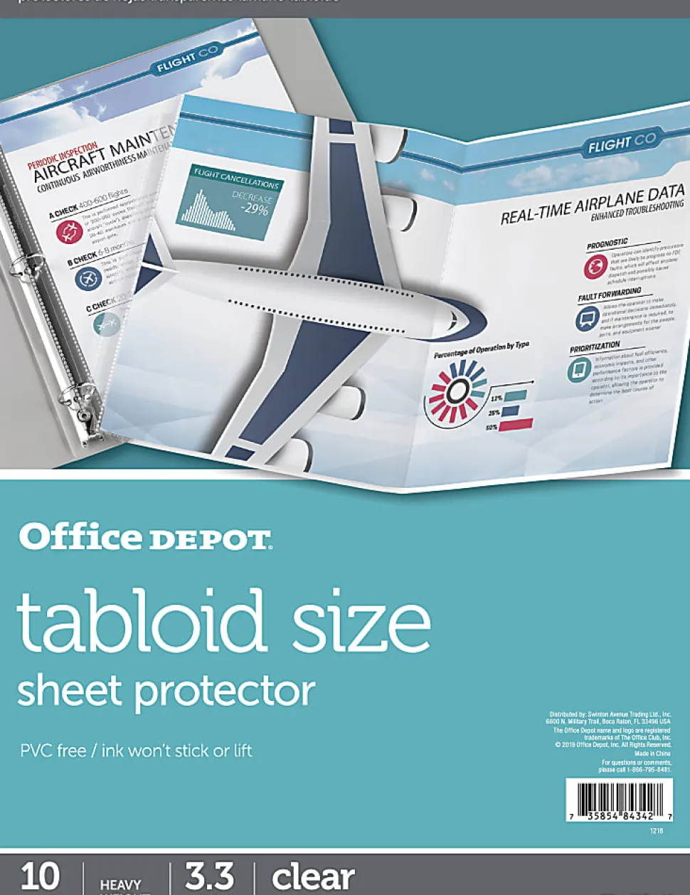 Office Depot® Brand Tabloid-Size Sheet Protectors, 11" x 17", Clear, Pack Of 10