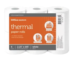 Office DepotĀ® Brand Thermal Paper Rolls, 2-1/4" x 165', White, Pack Of 6