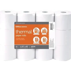 Office Depot® Brand Thermal Paper Rolls, 2-1/4" x 85', White, Pack of 12