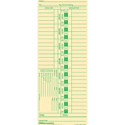 Office Depot® Brand Time Cards With Deductions, Weekly, Days 1–7, 1-Sided, 3 3/8" x 8 7/8", Manila, Pack Of 100