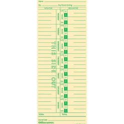 Office Depot® Brand Time Cards, Weekly, Monday–Sunday Format, 1-Sided, 3 3/8" x 8 7/8", Manila, Pack Of 100