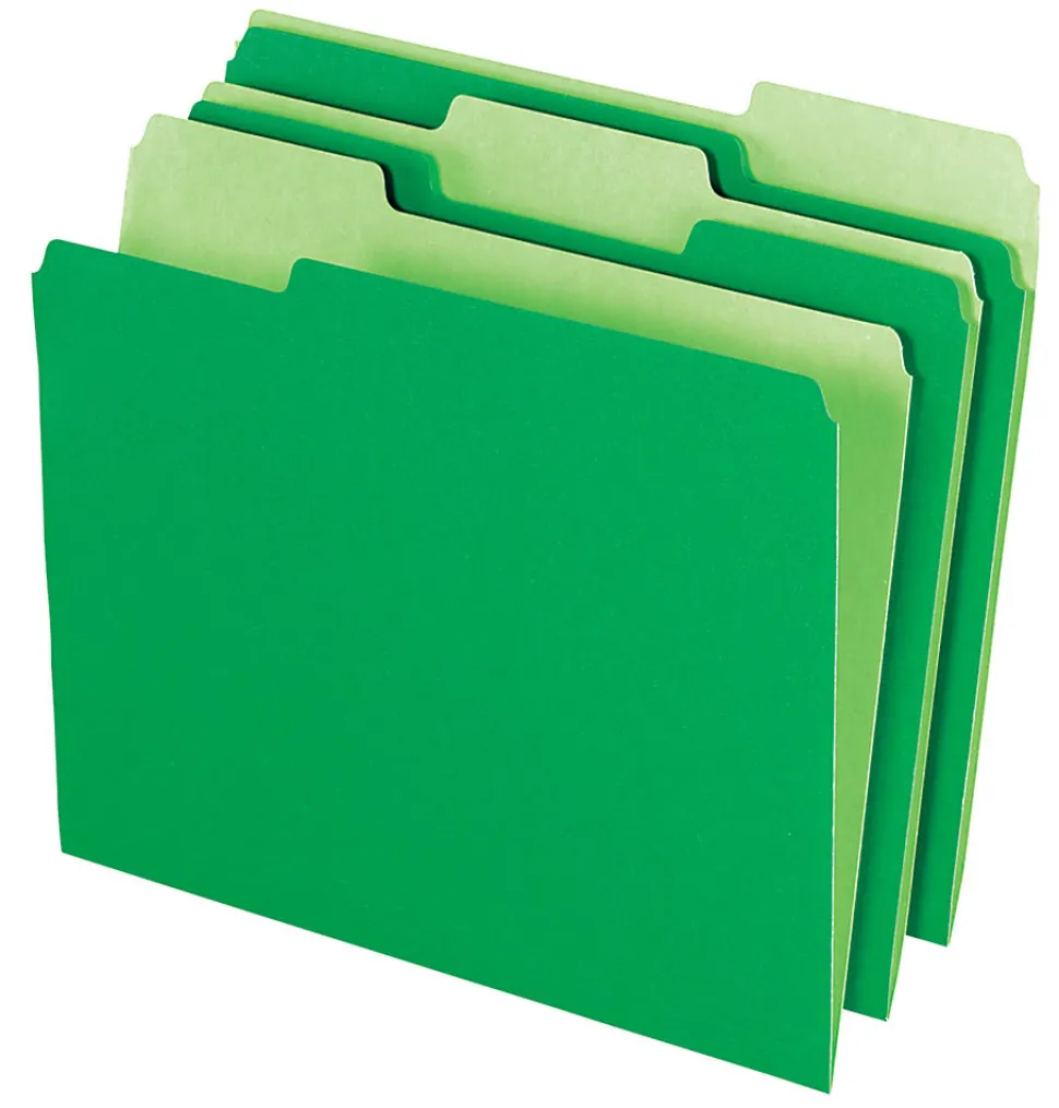 Office Depot® Brand 2-Tone File Folders, 1/3 Cut, Letter Size, Bright Green, Box Of 100